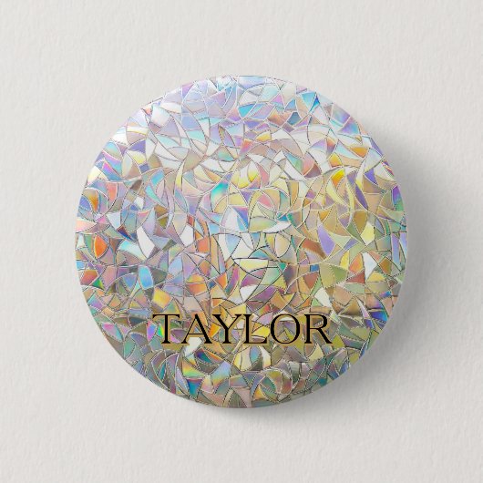Prismatisch Glas-in-Lood Effect - Regenboog Prisma Ronde Button 5,7 Cm (Voorkant)