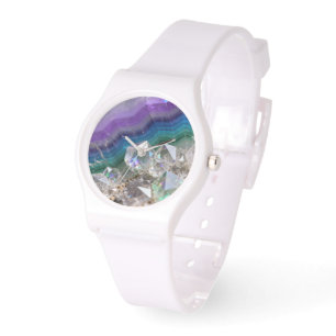 Prismatisch Kwarts Fusie Levendig Kristal Design Horloge