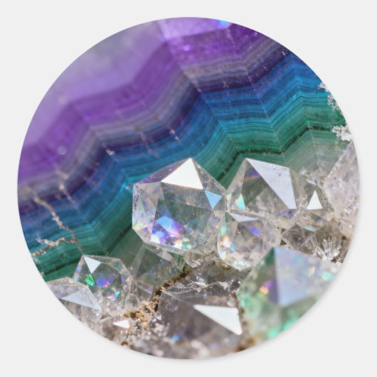 Prismatisch Kwarts Fusie Levendig Kristal Design Ronde Sticker (Voorkant)