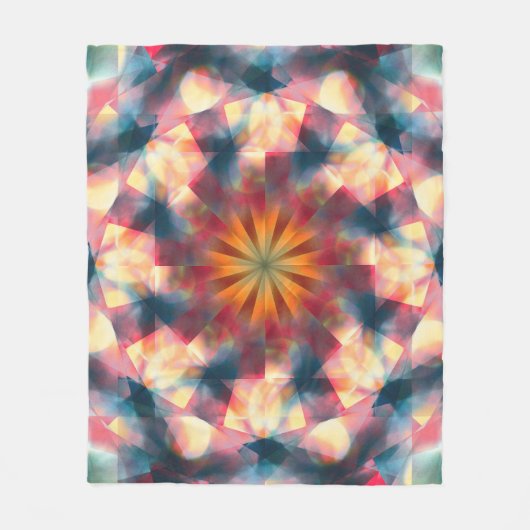 Prismatische caleidoscopische psychedelische manda fleece deken (Voorkant)