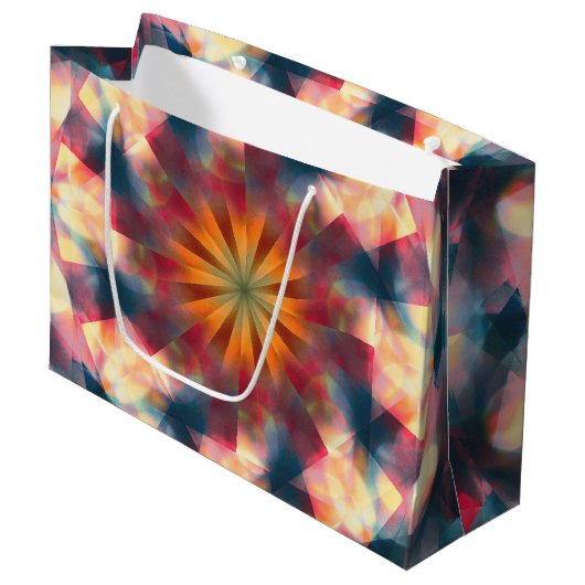 Prismatische caleidoscopische psychedelische manda groot cadeauzakje (Voorkant Gekanteld)