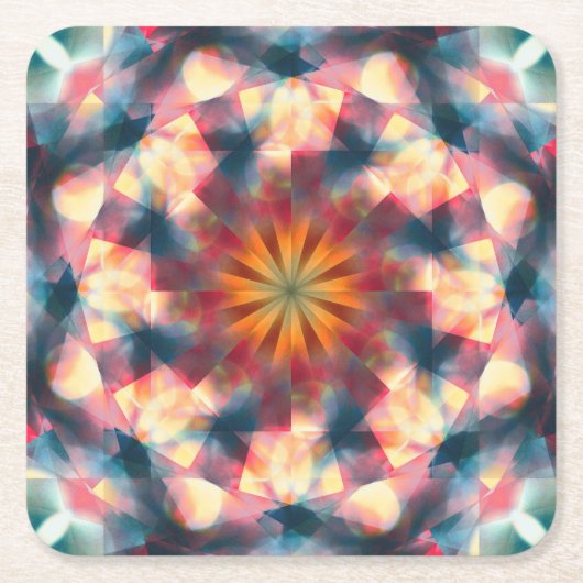 Prismatische caleidoscopische psychedelische manda kartonnen onderzetters (Voorkant)