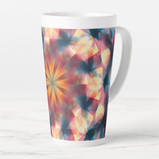 Prismatische caleidoscopische psychedelische manda latte mok (Rechterhoek)