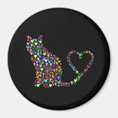 Prismatische kat Silhouette, Hart, Magneet (Voorkant)