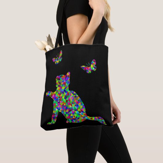 Prismatische Kitten spelen met Butterflies Tote Bag (Dichtbij)