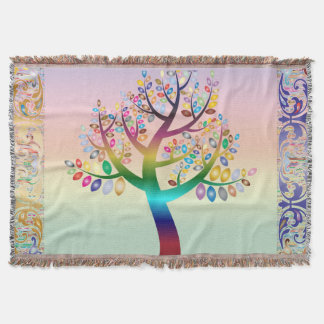 Prismatische Regenboog Boom Achtergrond & Rand Deken