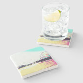 Prismatische Stippen Santa Monica Pier Stenen Onderzetter (Zijkant)