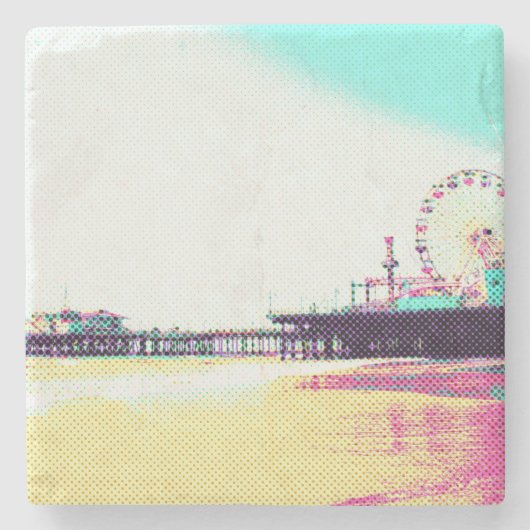 Prismatische Stippen Santa Monica Pier Stenen Onderzetter (Voorkant)