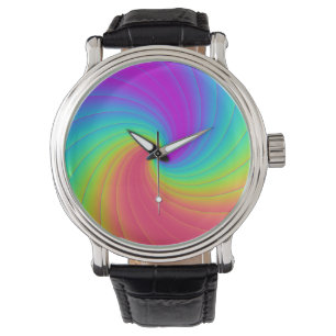 Prismatische trippy Rainbow Spiral Whirl Swirl art Horloge