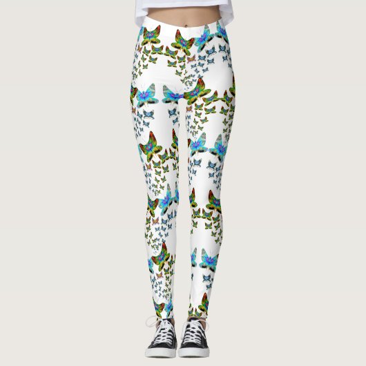 Prismatische Vlinderzwerm Leggings (Voorkant)