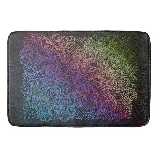 prismatische werveling | Rainbow Fractal Feather A Badmat (Voorkant)
