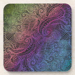 prismatische werveling Rainbow Fractal Feather A Bier Onderzetter
