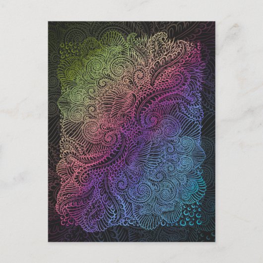 prismatische werveling | Rainbow Fractal Feather A Briefkaart (Voorkant)