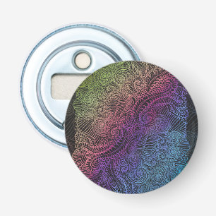 prismatische werveling Rainbow Fractal Feather A Button Flesopener