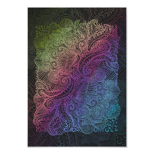 prismatische werveling | Rainbow Fractal Feather A Foto Afdruk (Voorkant)