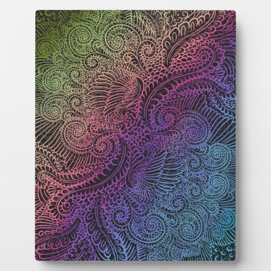 prismatische werveling | Rainbow Fractal Feather A Fotoplaat (Voorkant)