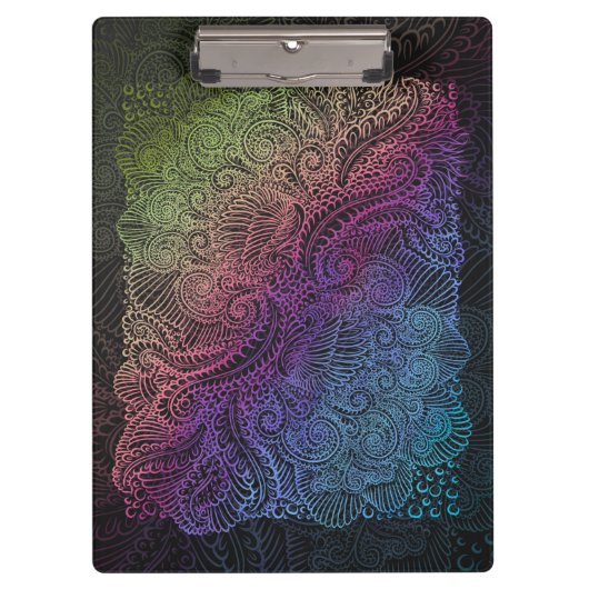 prismatische werveling | Rainbow Fractal Feather A Klembord (Voorkant)