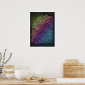 prismatische werveling | Rainbow Fractal Feather A Poster (Keuken)