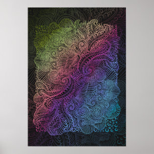 prismatische werveling   Rainbow Fractal Feather A Poster