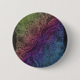 prismatische werveling Rainbow Fractal Feather A Ronde Button 5,7 Cm