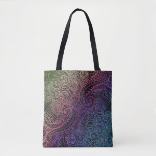 prismatische werveling Rainbow Fractal Feather A Tote Bag