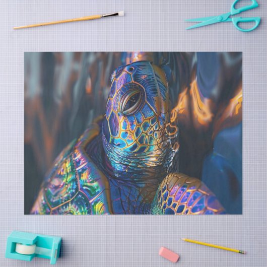 Prismatische Zee Turtle Kleurrijke Decoupage Tissuepapier (Craft)