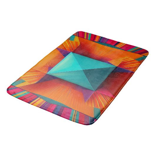 Prismatische Zonne-uitbarsting: Krachtige Abstract Badmat (Gekanteld)