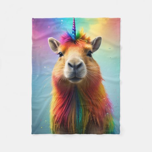 Prismhorn: De regenboog Capybaraicorn, Fleece Deken (Voorkant)