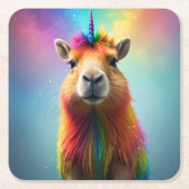 Prismhorn: De regenboog Capybaraicorn Kartonnen Onderzetters (Voorkant)