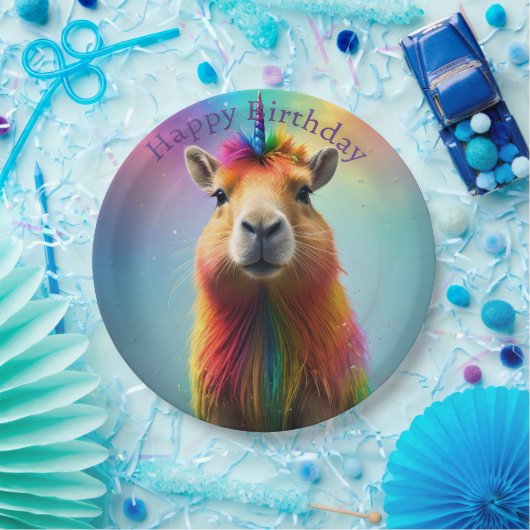 Prismhorn: De regenboog Capybaraicorn Papieren Bordje (Feest)