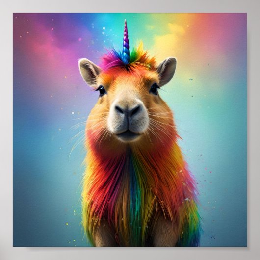Prismhorn: De regenboog Capybaraicorn, Poster (Voorkant)