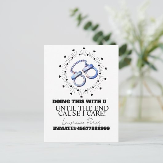 Prison Cards Long Distance Doing Time Cuffs Briefkaart (Staand voorkant)