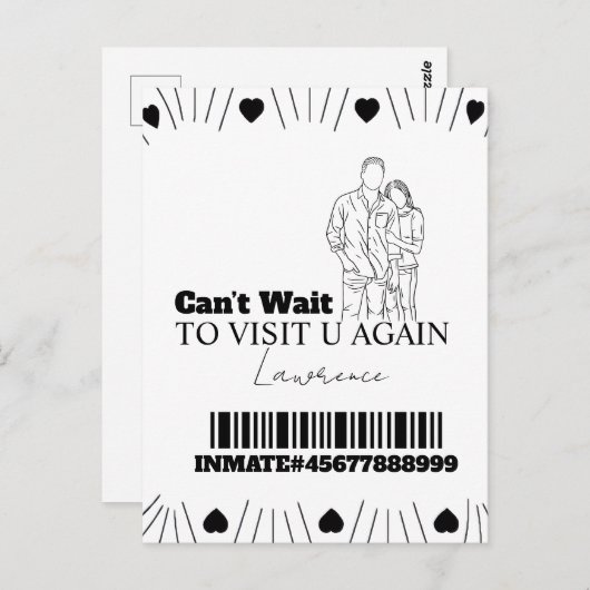 Prison Cards Long Distance Visit Couples Hearts Briefkaart (Voorkant / Achterkant)