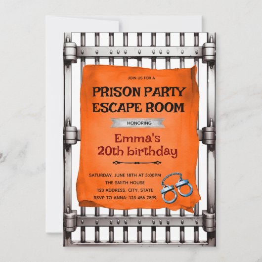 Prison escape room party Invitation Kaart (Voorkant)