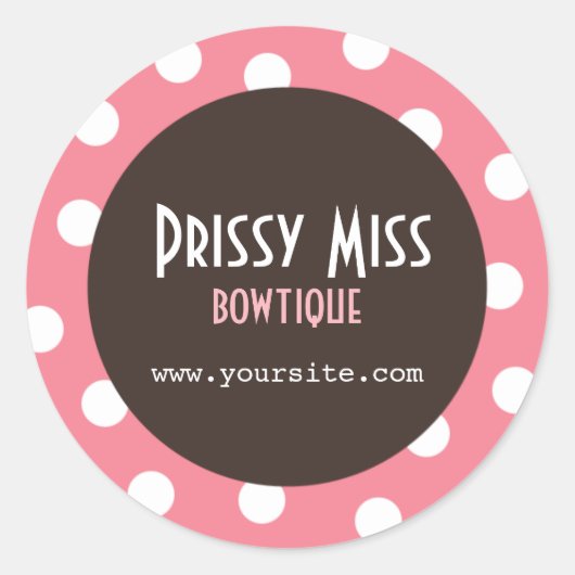Prissy Miss Roze Polka Dot Chique Ronde Sticker (Voorkant)