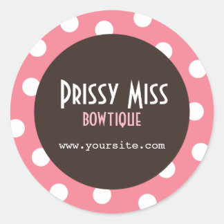 Prissy Miss Roze Polka Dot Chique Ronde Sticker