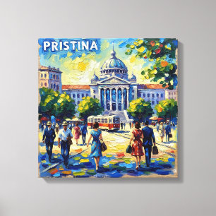 Pristina Kosovo Kathedraal Plein Uitgerekte Canvas Afdruk