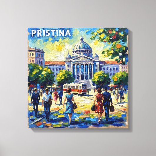 Pristina Kosovo Kathedraal Plein Uitgerekte Canvas Afdruk (Voorkant)