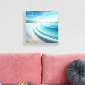 Pristine Turkoois Oceaan Golf op Witte Zand Strand Canvas Afdruk (Insitu (Woonkamer))