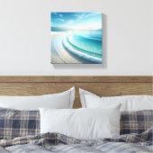 Pristine Turkoois Oceaan Golf op Witte Zand Strand Canvas Afdruk (Insitu (Slaapkamer))