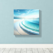 Pristine Turkoois Oceaan Golf op Witte Zand Strand Canvas Afdruk (Insitu (Houten vloer))