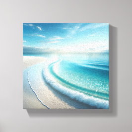 Pristine Turkoois Oceaan Golf op Witte Zand Strand Canvas Afdruk
