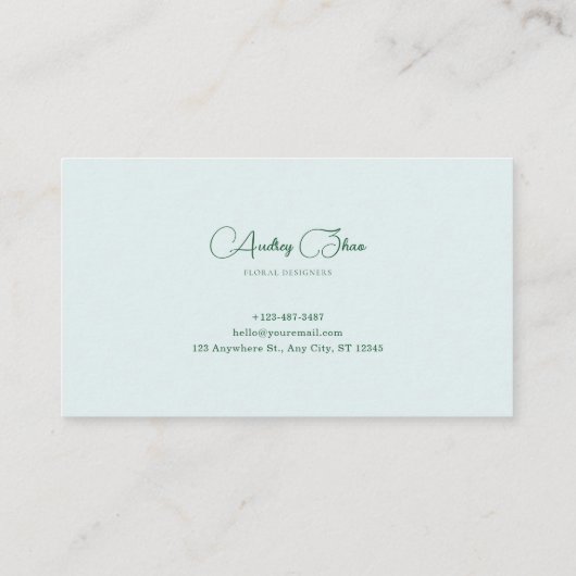 Pristine White Rose and Blue Floral Marble Visitekaartje (Achterkant)