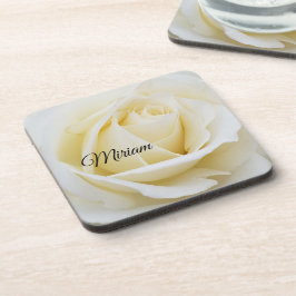 Pristine White Rose Close-up foto Bier Onderzetter