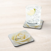 Pristine White Rose Close-up foto Bier Onderzetter (Rechterzijde)