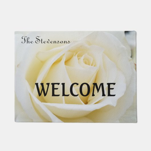 Pristine White Rose Close-up foto Deurmat (Voorkant)