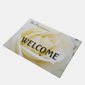 Pristine White Rose Close-up foto Deurmat (Schuin)