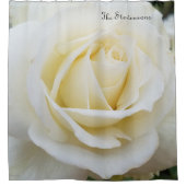 Pristine White Rose Close-up foto Douchegordijn (Voorkant)