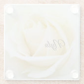 Pristine White Rose Close-up foto Glazen Onderzetter (Achterkant)