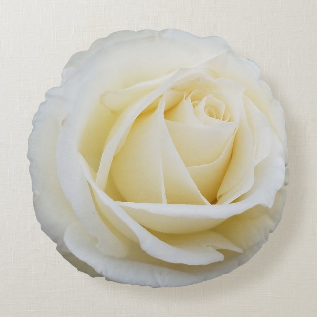 Pristine White Rose Close-up foto Rond Kussen (Voorkant)